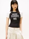 Μαύρο Slim T-Shirt Με Λογότυπο & Μανίκια Ρεγκλάν  Γυναίκες