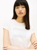 White Tonal Tommy Flag T-Shirt  Women