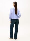 Blue Oversized Fit Metallic Cropped Shirt  Women