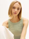 Green Ribbed Tonal Logo Slim Tank Top  Women