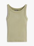 Green Ribbed Tonal Logo Slim Tank Top  Women