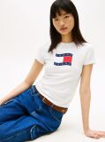 White Wavy Flag Jersey Slim T-Shirt  Women