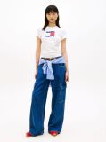 White Wavy Flag Jersey Slim T-Shirt  Women