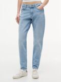 Denim Whiskered Flag Embroidery Mid Rise Slim Jeans  Women