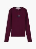 Μωβ Μακρυμάνικο T-Shirt Σε Στενή Γραμμή Με Οικόσημο  Γυναίκες