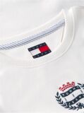 Άσπρο Μακρυμάνικο T-Shirt Σε Στενή Γραμμή Με Οικόσημο  Γυναίκες