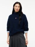 Blue Tommy Badge Mock Neck Jumper With Alpaca  Women