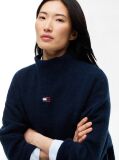 Blue Tommy Badge Mock Neck Jumper With Alpaca  Women