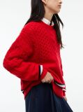 Red Pure Wool Cable Knit Oversized Jumper  Women