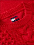 Red Pure Wool Cable Knit Oversized Jumper  Women