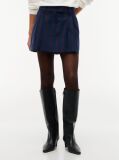 Blue Wool Blend Pleated A-Line Mini Skirt  Women