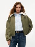 Πράσινο Τζάκετ Bomber Oversized Με Γιακά Από Συνθετική Γούνα  Γυναίκες