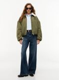 Πράσινο Τζάκετ Bomber Oversized Με Γιακά Από Συνθετική Γούνα  Γυναίκες