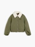 Πράσινο Τζάκετ Bomber Oversized Με Γιακά Από Συνθετική Γούνα  Γυναίκες