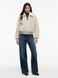 Beige Faux Fur Relaxed Zip-Thru Jacket  Women