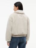 Beige Faux Fur Relaxed Zip-Thru Jacket  Women