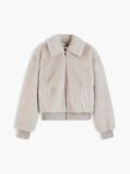 Beige Faux Fur Relaxed Zip-Thru Jacket  Women