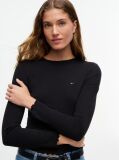 Μαύρο Slim Ριμπ Μακρυμάνικο T-Shirt  Γυναίκες