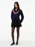 Blue Cable Knit Oversized V-Neck Jumper  Women