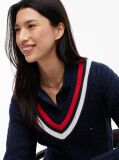 Blue Cable Knit Oversized V-Neck Jumper  Women