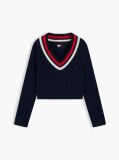 Blue Cable Knit Oversized V-Neck Jumper  Women