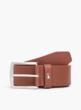 Brown Denton Flag Logo Leather Belt  Men