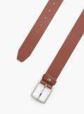 Brown Denton Flag Logo Leather Belt  Men