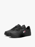 Black Retro Essential Leather Badge Trainers  Men