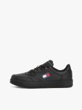 Black Retro Essential Leather Badge Trainers  Men