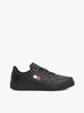 Black Retro Essential Leather Badge Trainers  Men