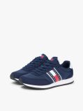 Blue Mixed Texture Contrast Heel Trainers  Men
