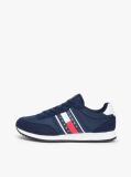 Blue Mixed Texture Contrast Heel Trainers  Men