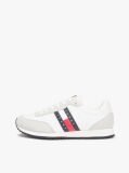 Beige Mixed Texture Contrast Heel Trainers  Men