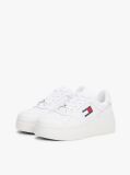 White Essential Retro Fine-Cleat Leather Flatform Trainers  Women