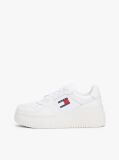 White Essential Retro Fine-Cleat Leather Flatform Trainers  Women