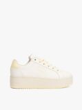 White Essential Leather Fine-Cleat Flatform Trainers  Women