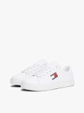 White Logo Embossed Contrast Trainers  Women