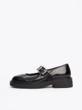 Black Leather Block Heel Mary Janes  Women