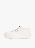 White Denim Platform Trainers  Women
