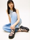 Black Leather Strappy Platform Sandals  Women