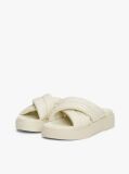 White Padded Strap Platform Slides  Women