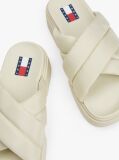 White Padded Strap Platform Slides  Women