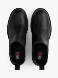 Black Leather Cleat Chelsea Boots  Women