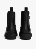 Black Leather Cleat Chelsea Boots  Women