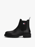 Black Leather Cleat Chelsea Boots  Women