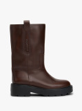 Brown Leather Cleat Mid Boots  Women