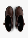 Brown Leather Cleat Mid Boots  Women