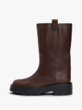 Brown Leather Cleat Mid Boots  Women