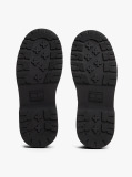 Black Shiny Leather Chunky Cleat Mid Boots  Women