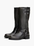 Black Leather Knee High Biker Boots  Women